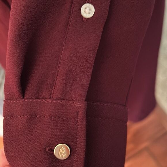 Lauren Ralph Lauren- Women’s Wine Tie-Front Dress - Size 4 - Picture 8 of 11